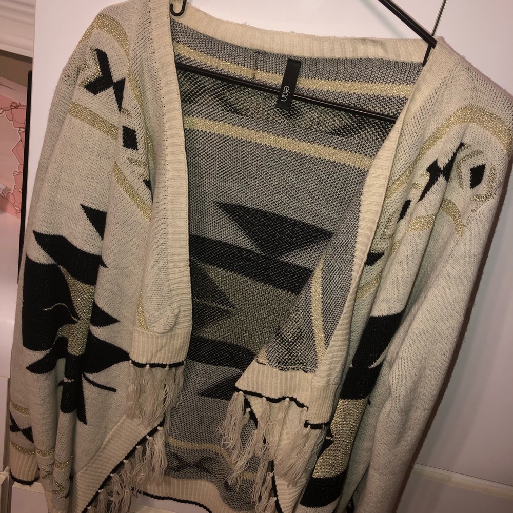 Aztec Pattern Fringe Cardigan